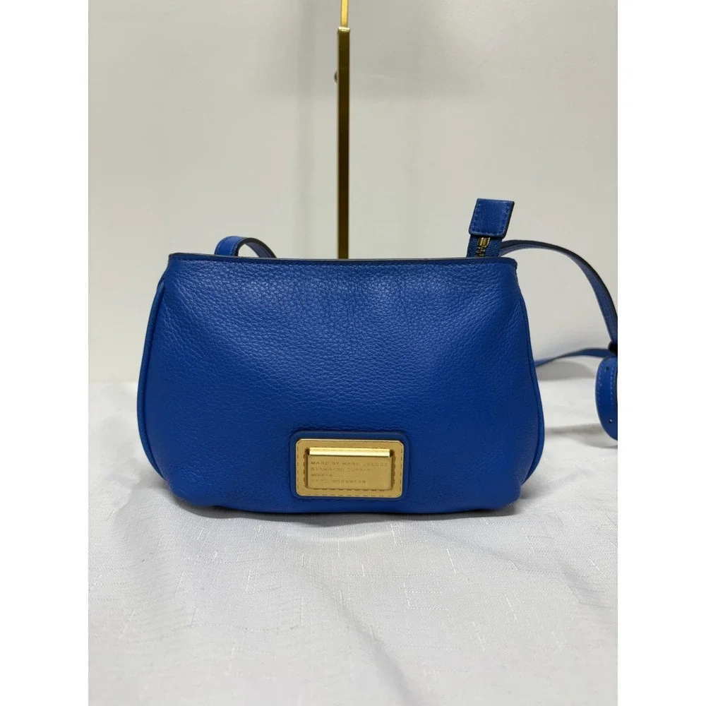 Marc By Marc Jacobs Pebbled Leather Crossbody Bag Women's Blue Adjustable Straps